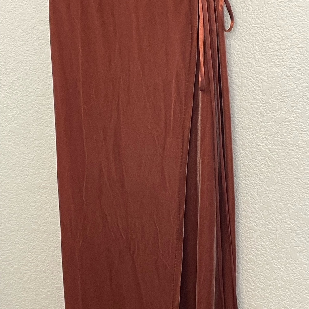 Jenny Yoo dress maxi velvet NWT sz 6 wrap “Andi” bridesmaid dress rose color - Picture 4 of 8